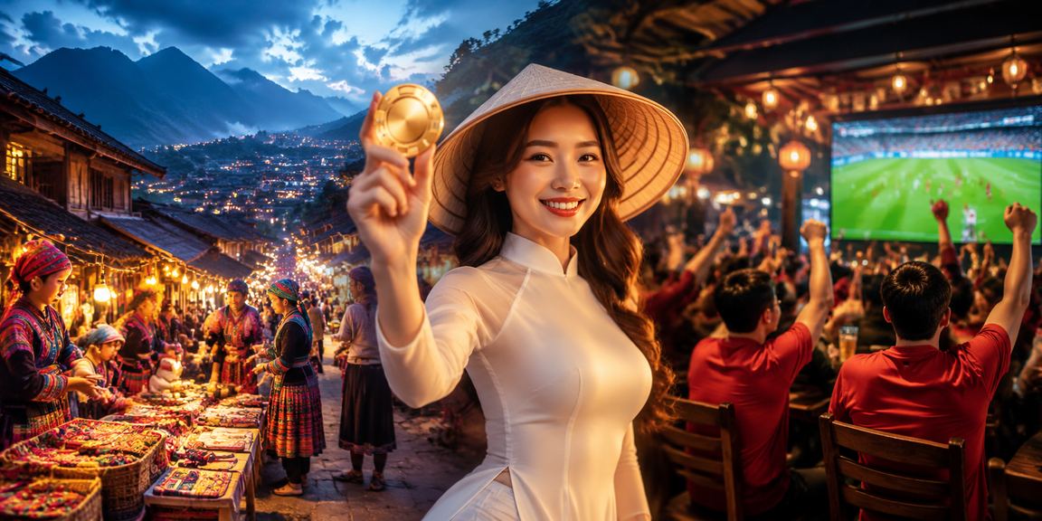 Người phụ nữ đội nón lá tại Sapa tham gia casino trực tuyến trên điện thoại